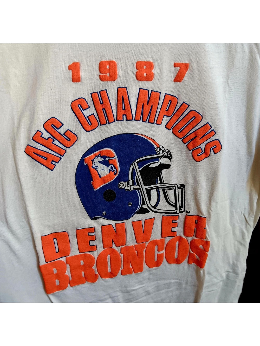 Vintage Single Stitch T-shirt XL 1987 Denver Broncos AFC Champions Puff Print